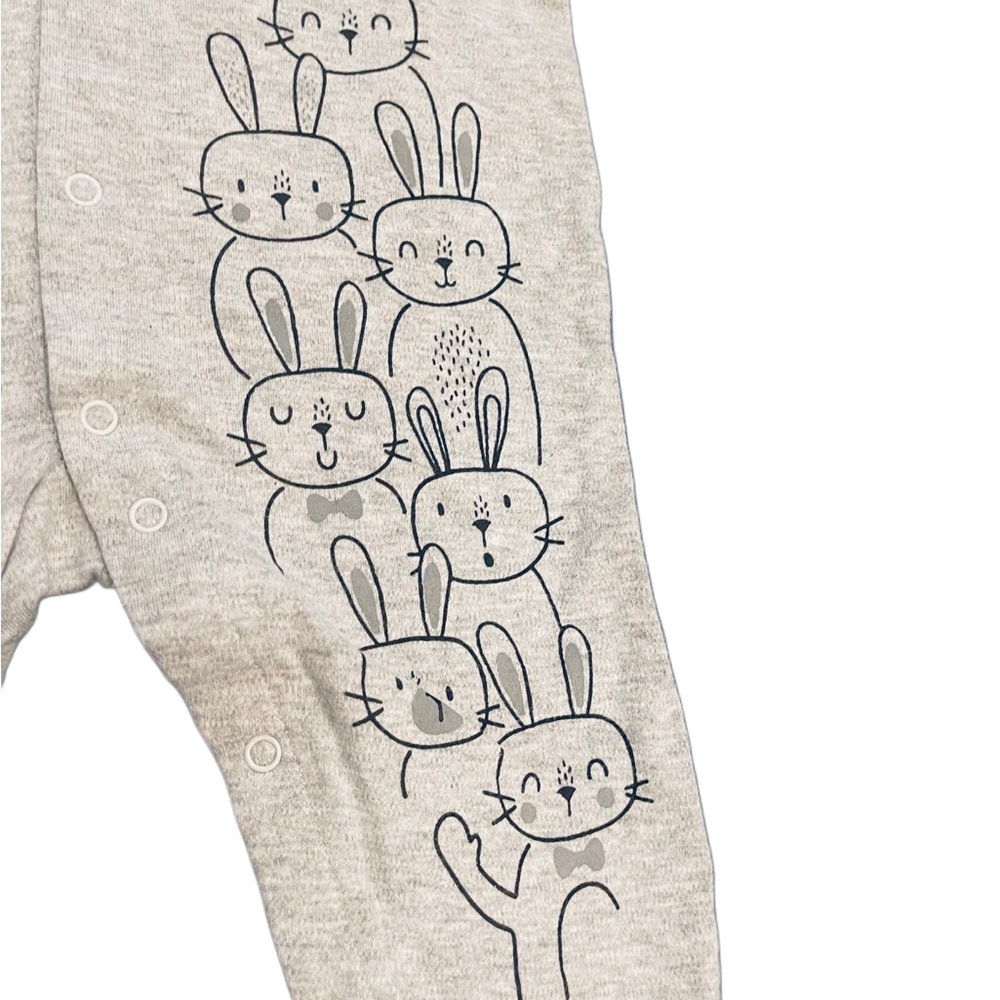 ABSORBA Baby Gray Bunny Print Footie Sleeper - Picture 4 of 6
